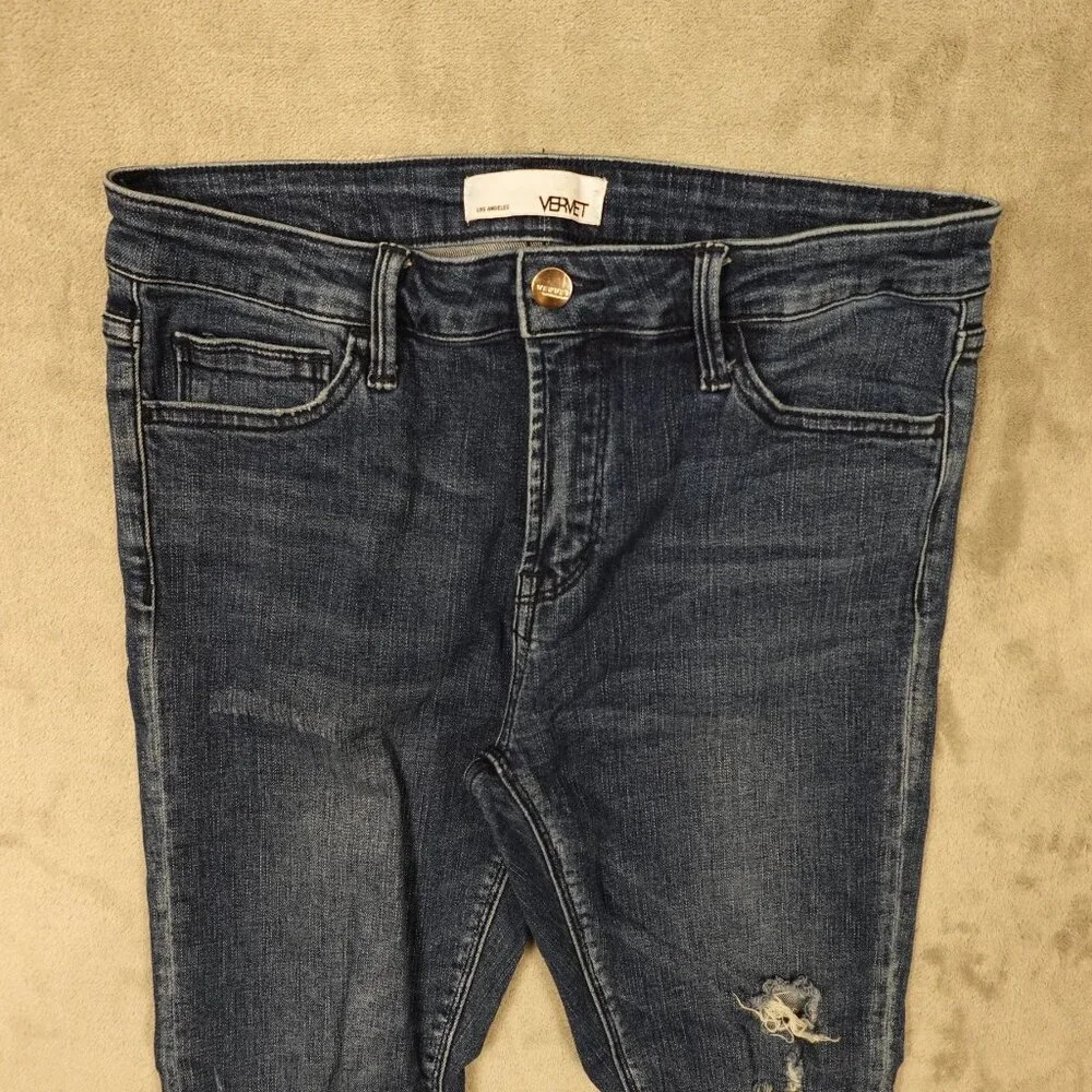 Vervet Jeans Los Angeles Distressed Skinny Jeans Women’s Size 29 Dark Wash‎ Blue